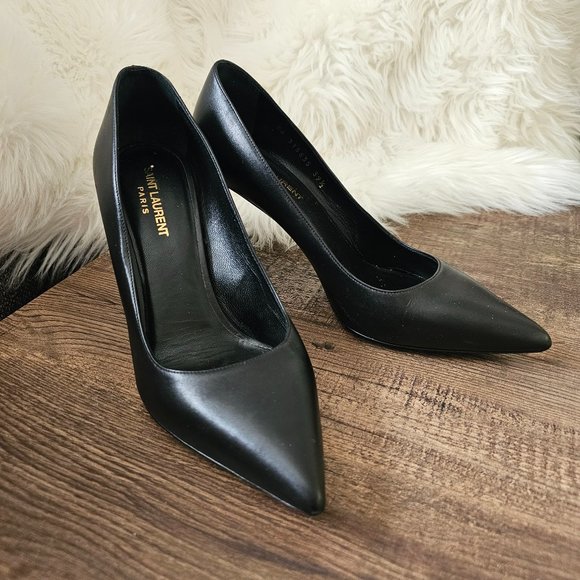 YSL Saint Laurent Leather Pumps, Black, IT 39.5/US 9.5 - Picture 1 of 11